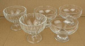 Vintage Glass Dessert Sherbet Bowls Pedestal Cups Set of 5 Italy